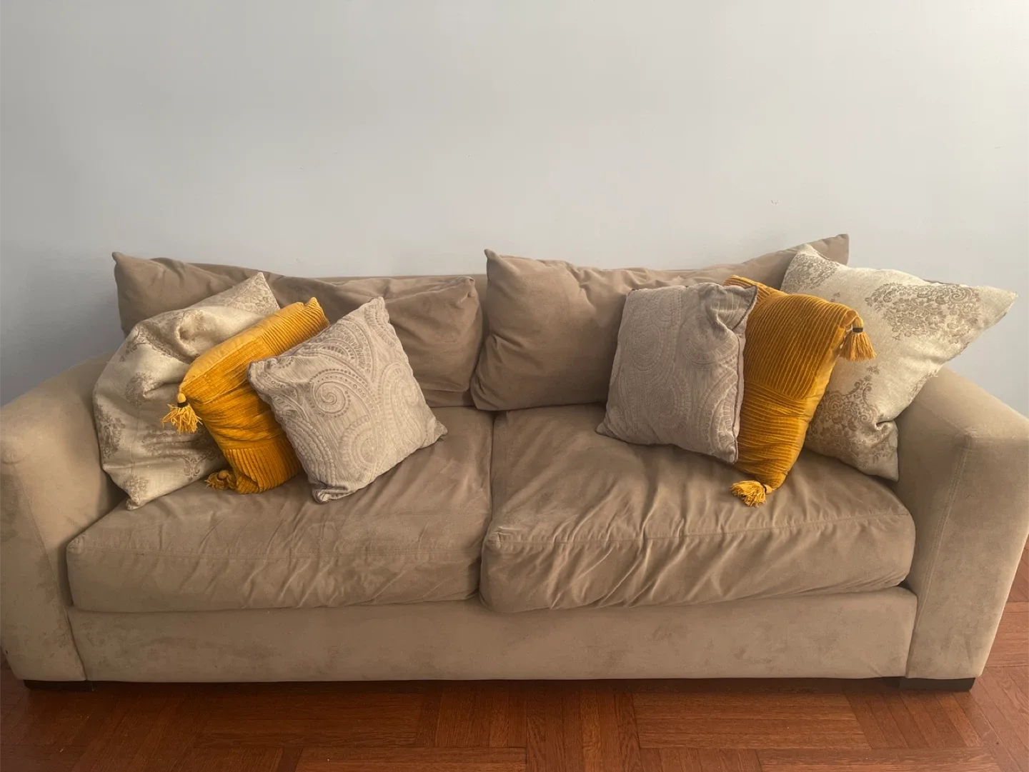 Gray Sofa with Pillows