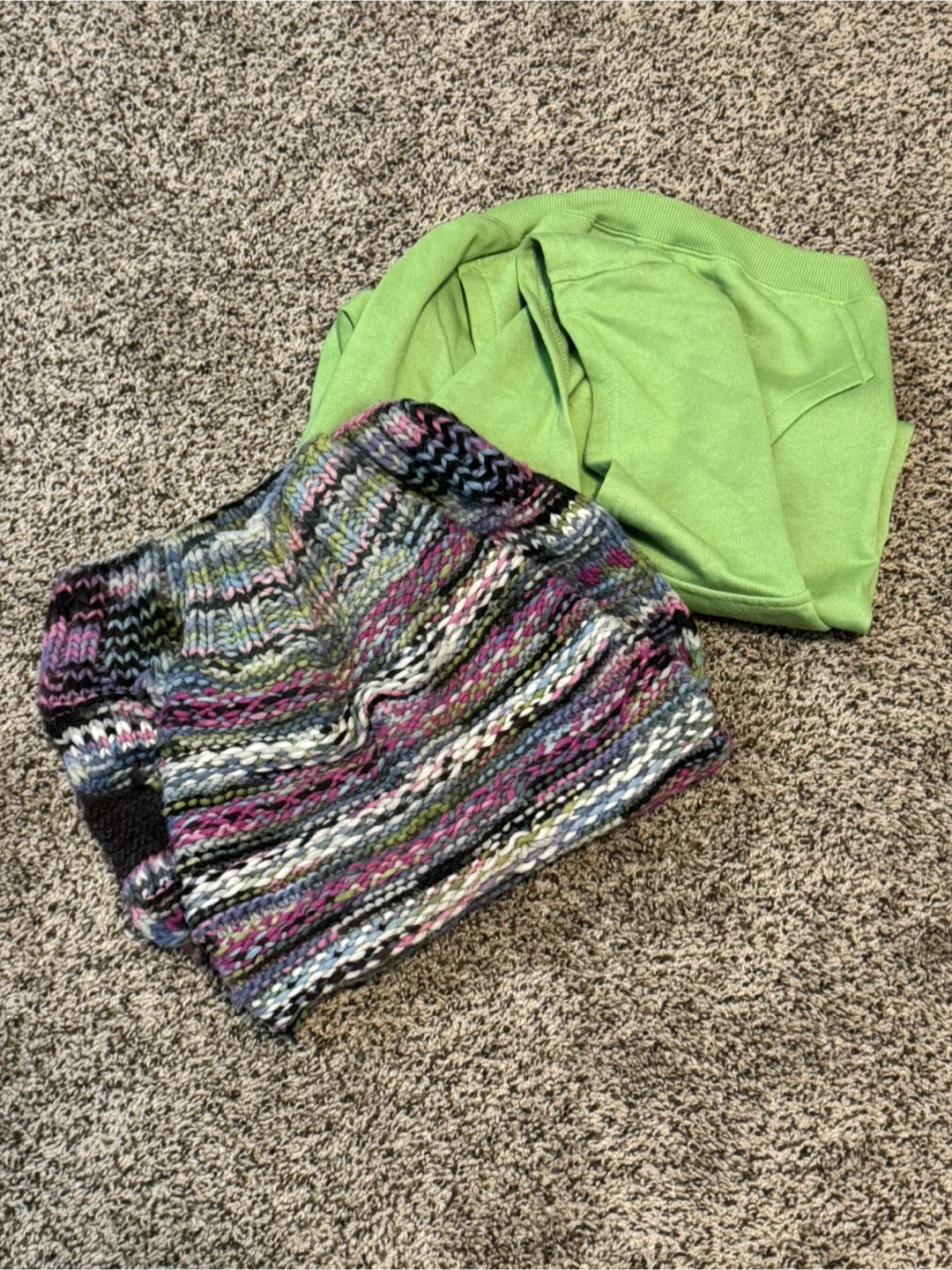 Dog Sweaters - Multicolor Knit & Green Hoodie