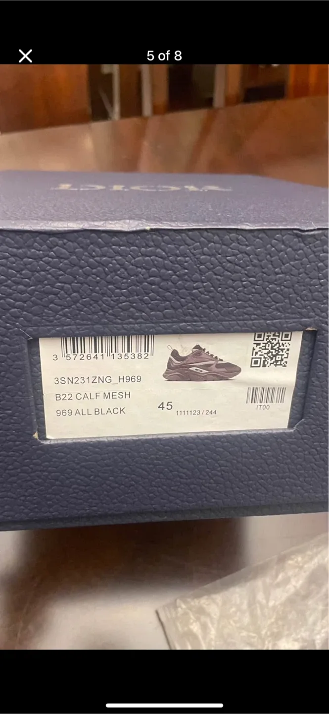 Dior B22 Calf Mesh All Black Sneakers - Size 45 image indicator(5)