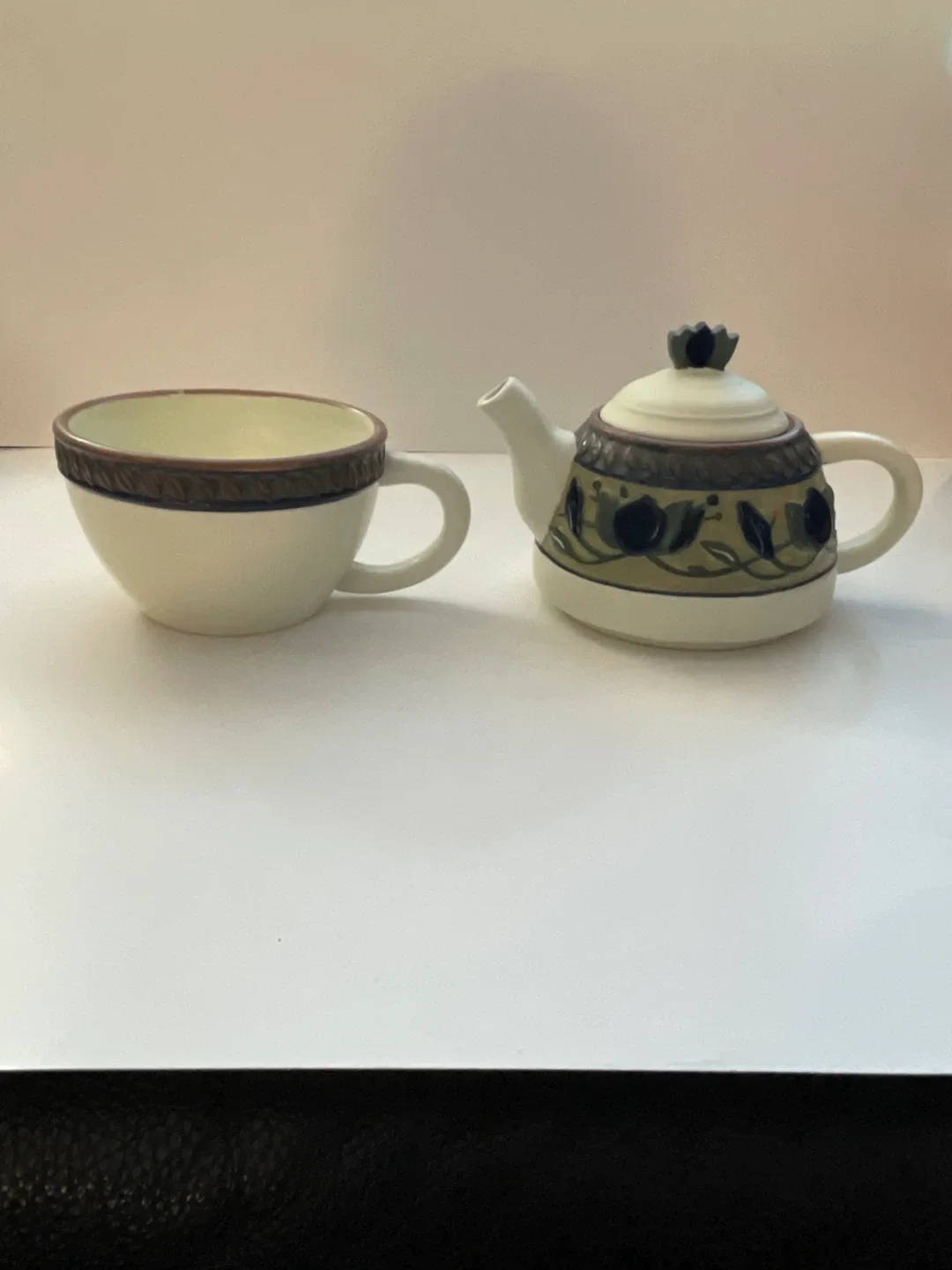 Vintage Ceramic Teapot and Cup Set