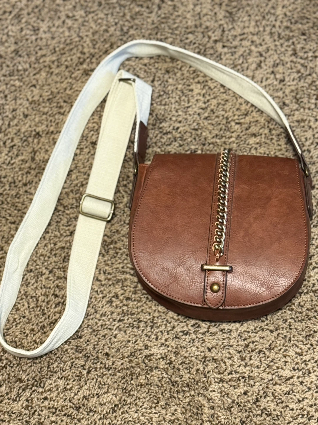 Brown Crossbody Bag with Chain Detail