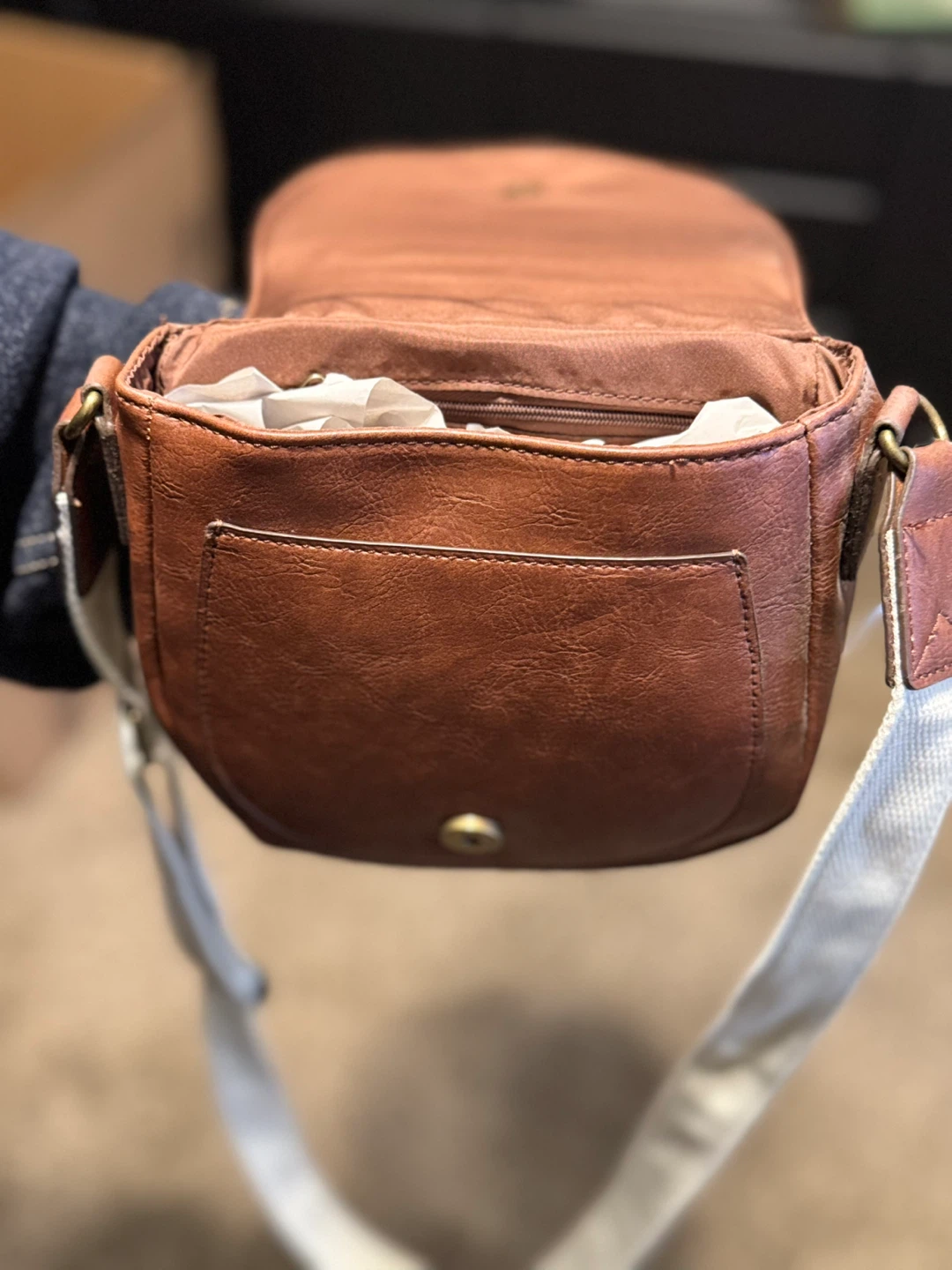 Brown Crossbody Bag with Chain Detail - photo 2