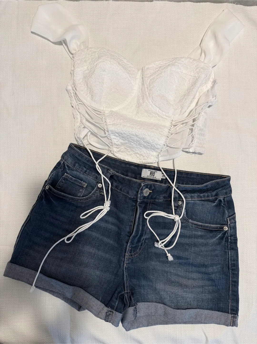 White Corset Top & RIO Denim Shorts thumbnail