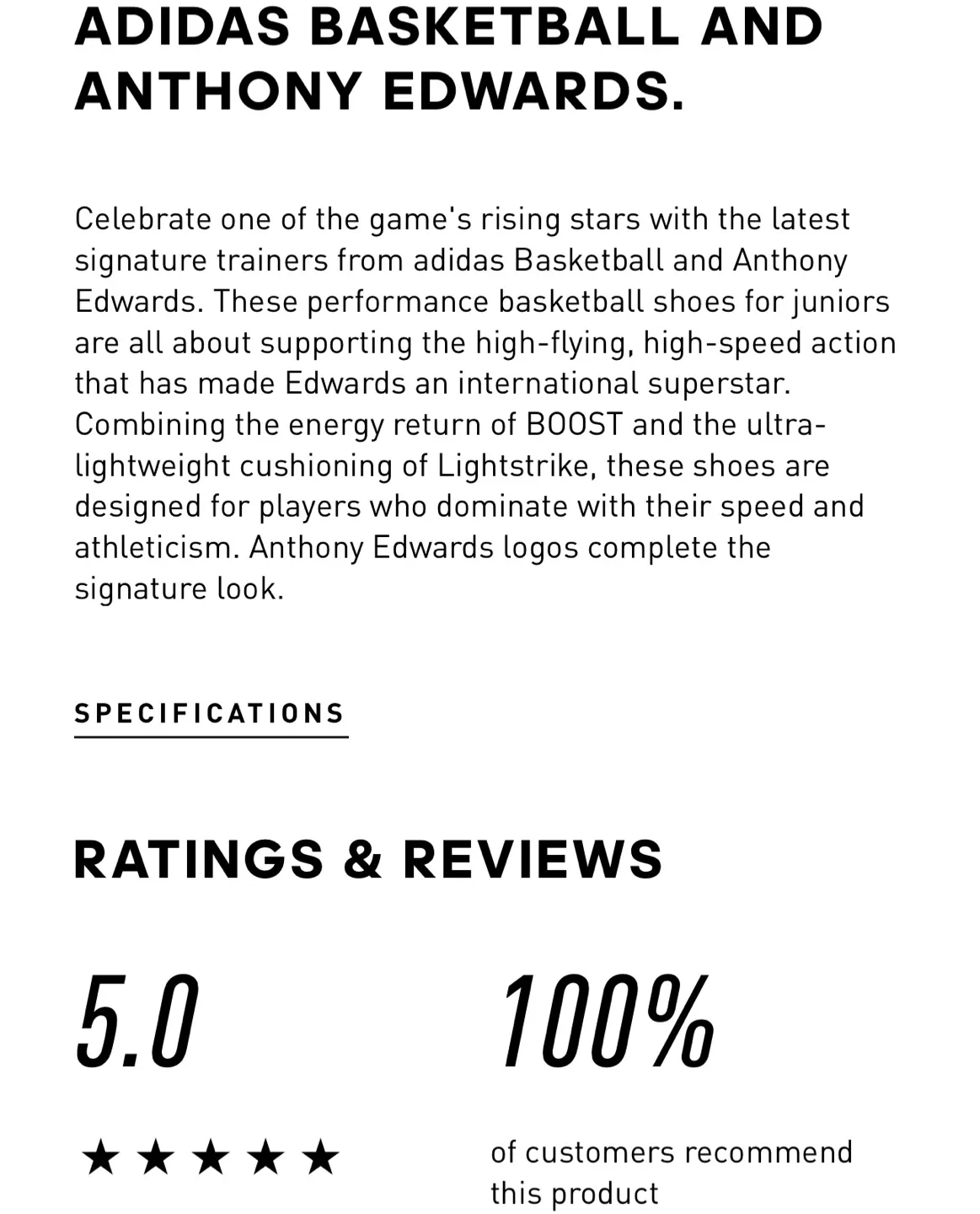 New Adidas Anthony Edwards Basketball Sneakers – US Size 5 image indicator(9)