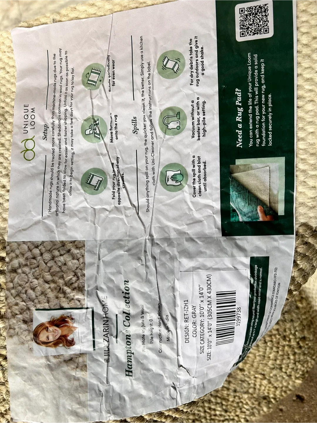 NEW 10x14 Hand Woven Jill Zarin Hamptons Rug RETAILS $2000 image indicator(3)