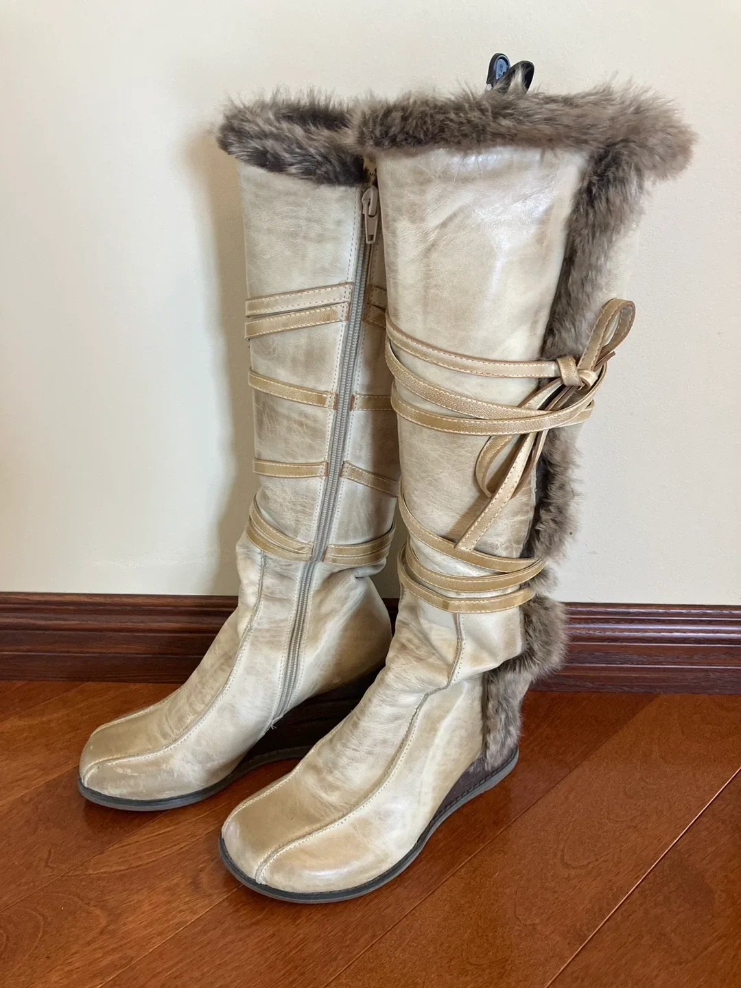 Leather Wedge Boots Size 6 thumbnail