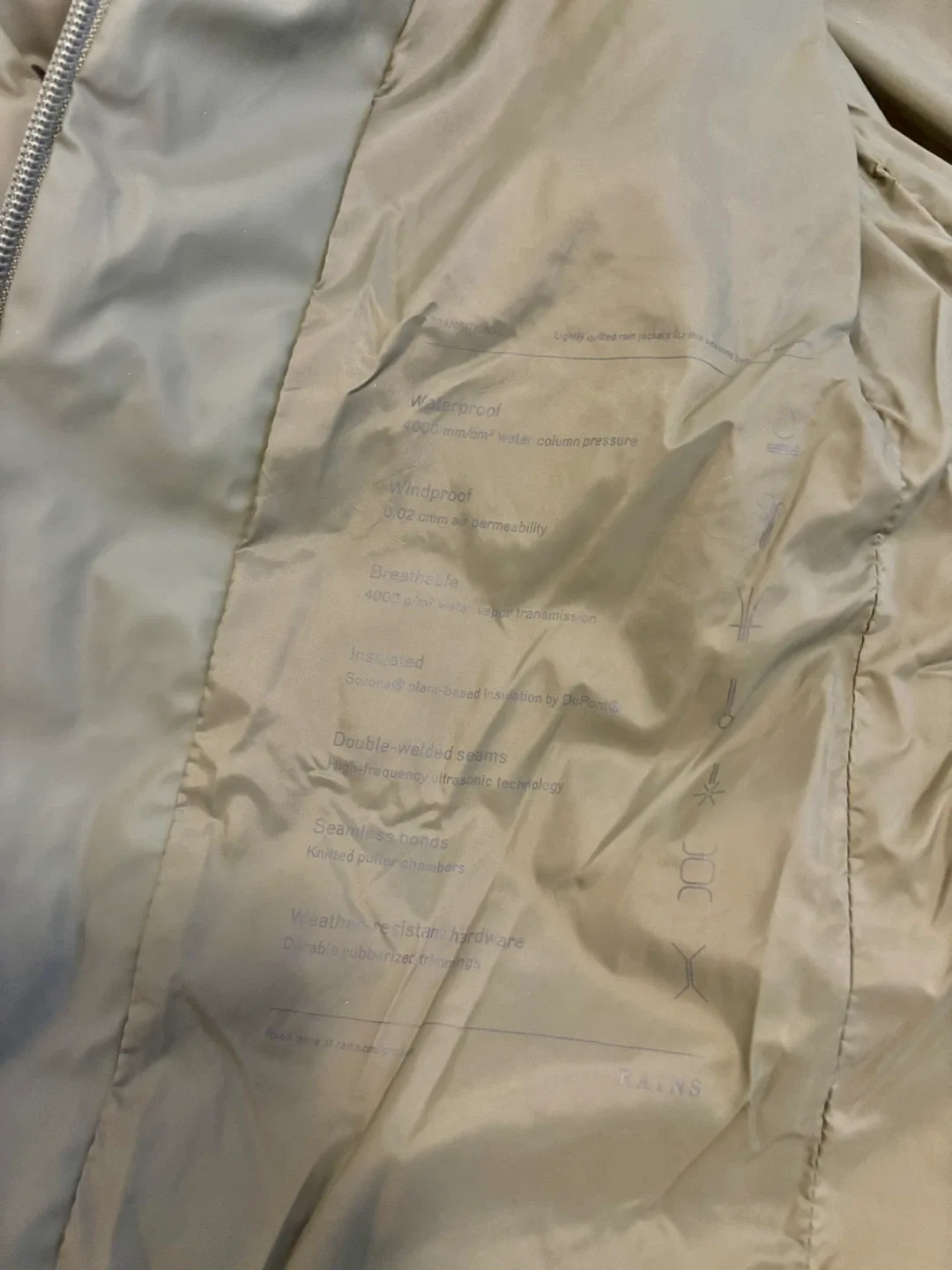 Rains Padded Liner Jacket Us size S Olive Green image indicator(4)