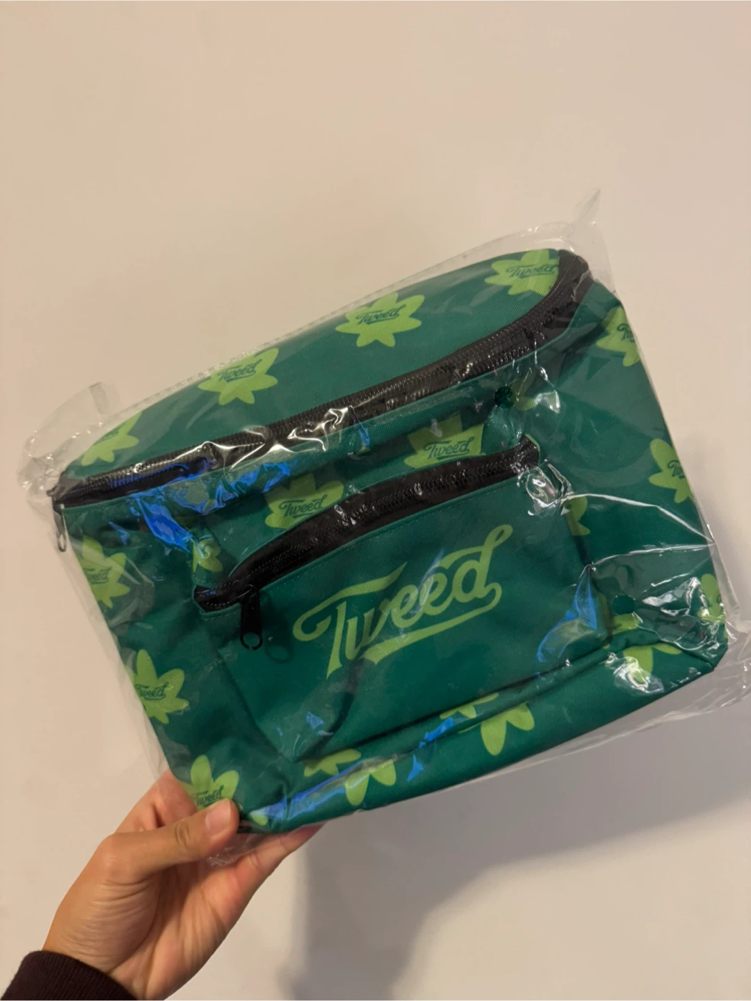 New Tweed Green Fanny Pack with Beer Holder