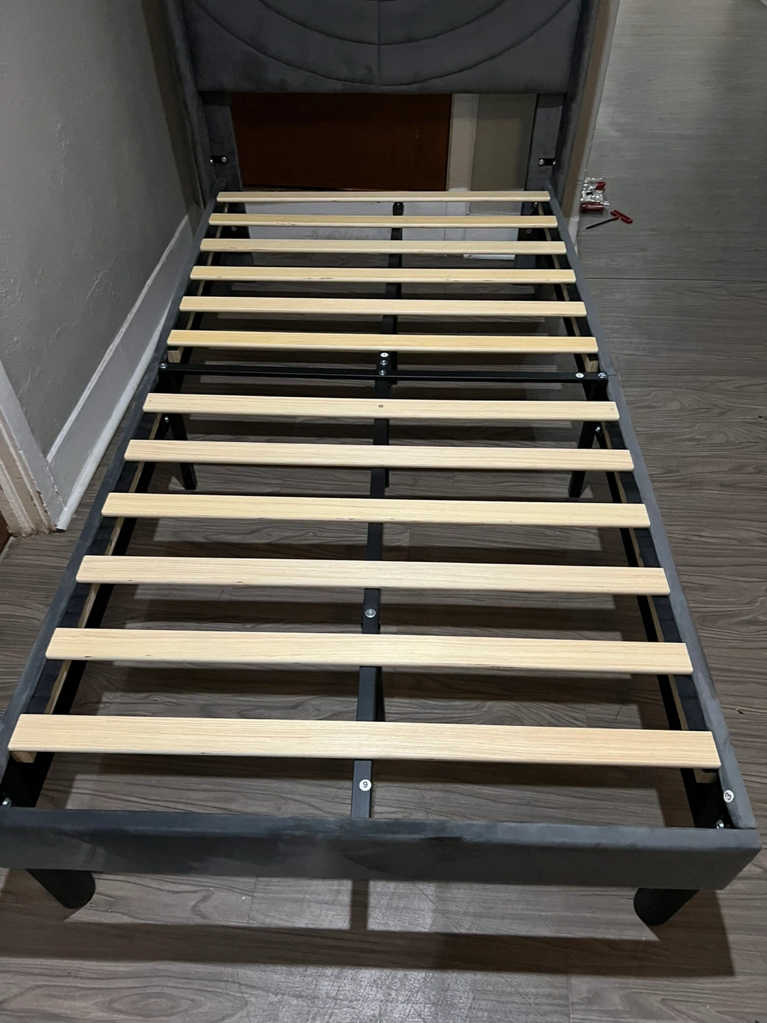 Gray Upholstered Bed Frame Twin size - photo 2