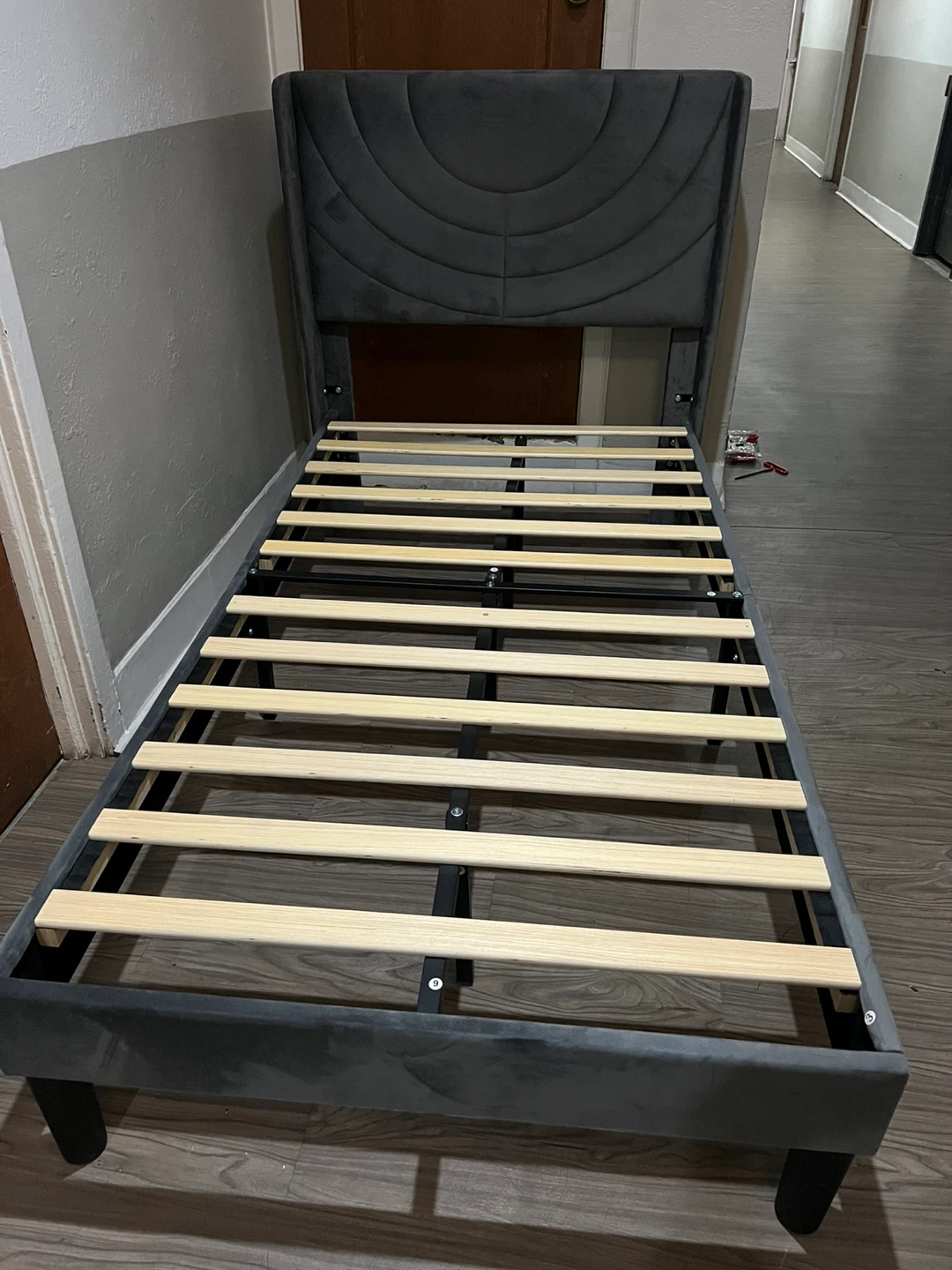 Gray Upholstered Bed Frame Twin size