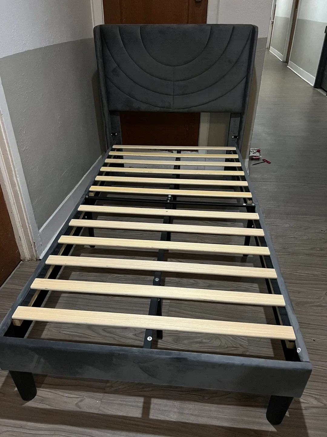 Gray Upholstered Bed Frame Twin size