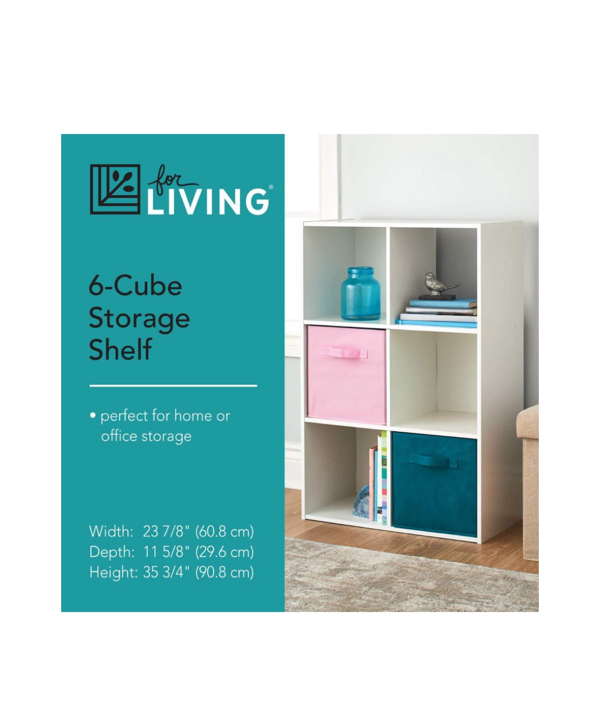 For Living 6-Cube Storage Shelf - White