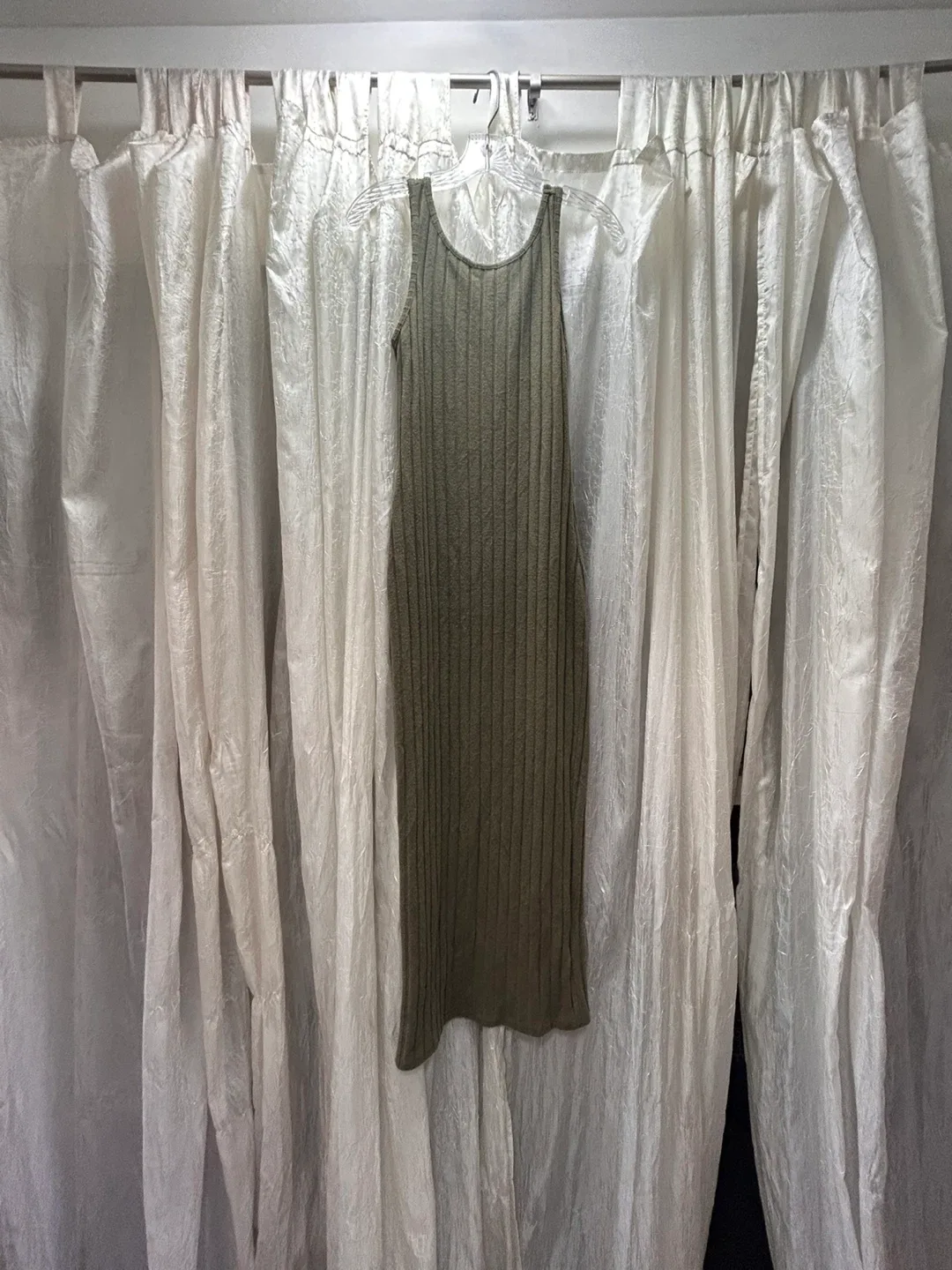 Olive Green Ribbed Tank Dress thumbnail