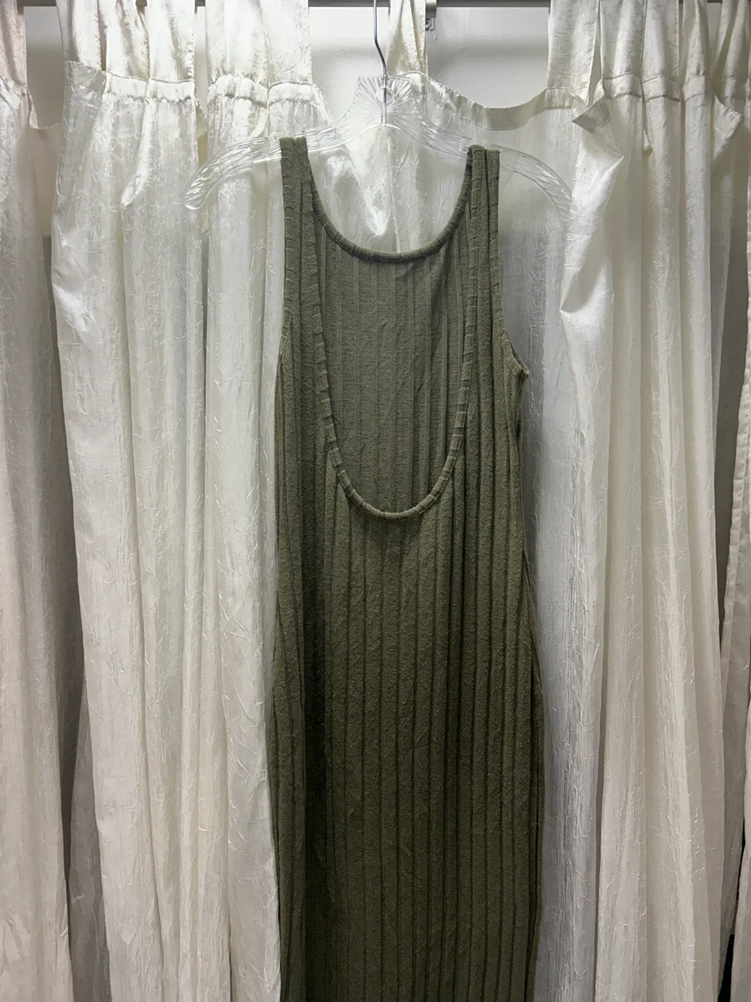 Olive Green Ribbed Tank Dress image indicator(2)