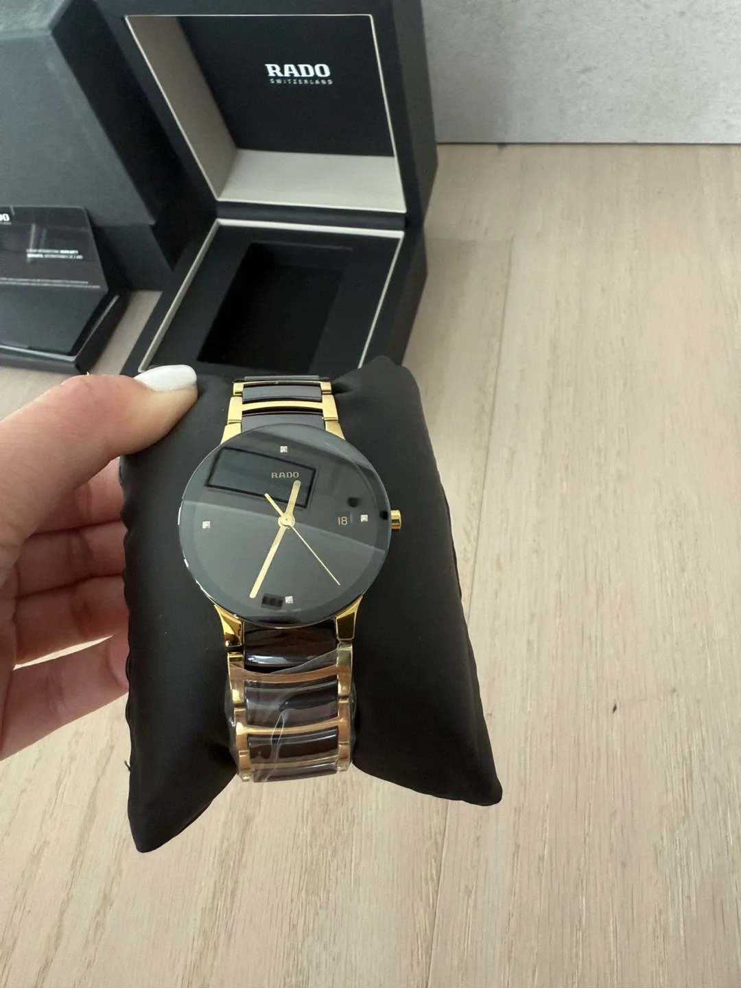Rado Centrix Jubile Watch - Black & Gold with Diamonds image indicator(2)
