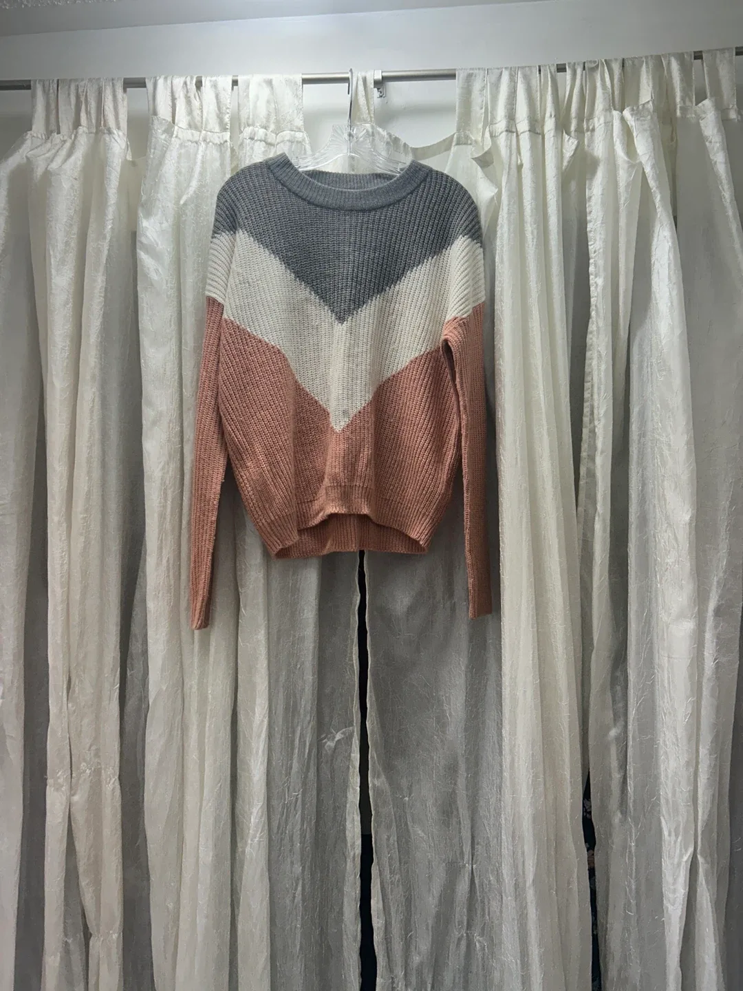 Colour Block Sweater - Pink, Grey, White thumbnail