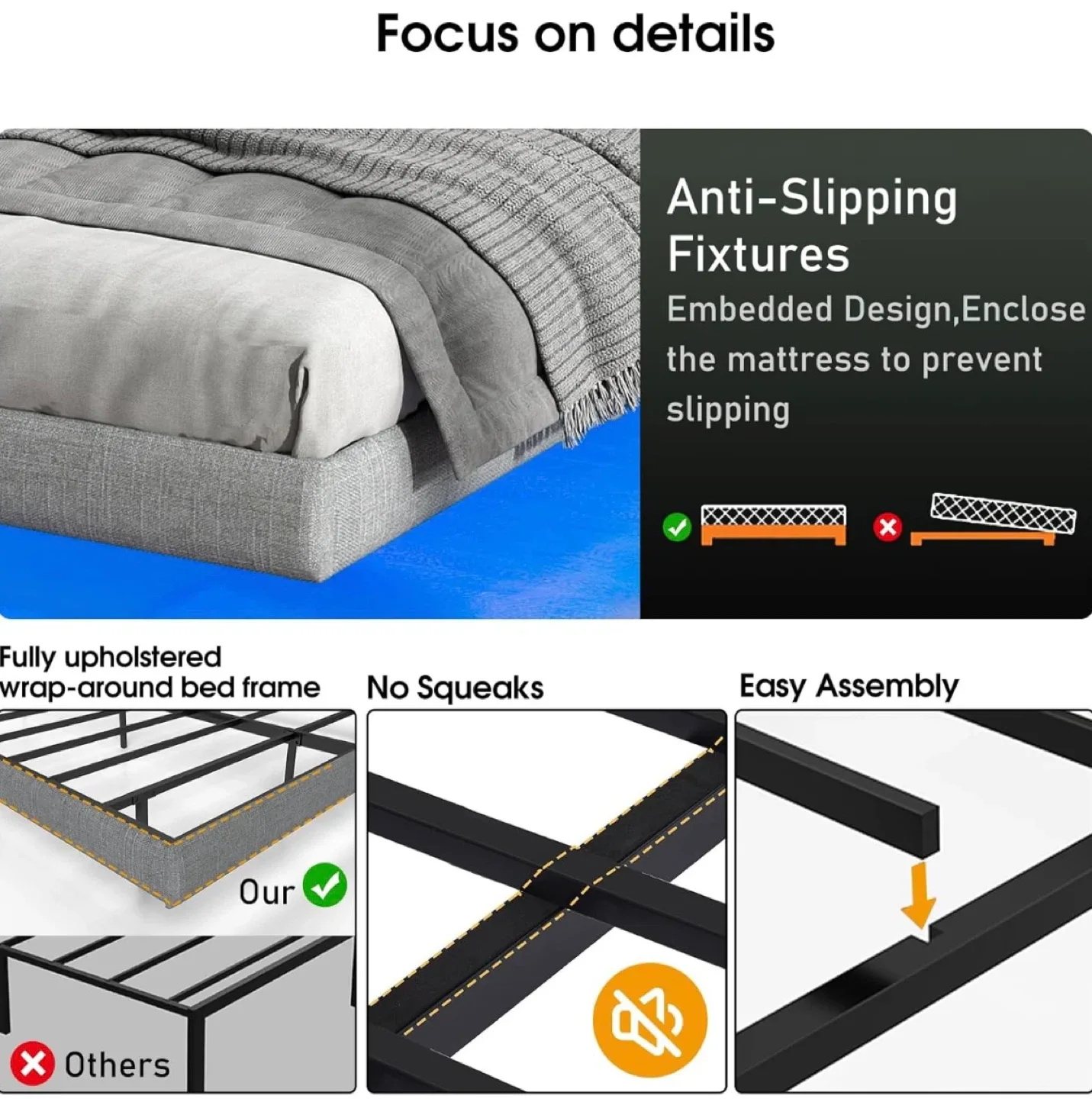 Full Size Smart RGB LED Bed Frame image indicator(5)