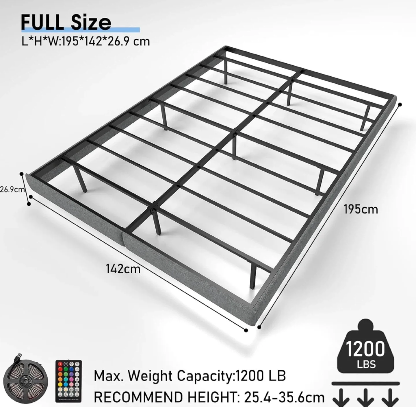 Full Size Smart RGB LED Bed Frame image indicator(2)