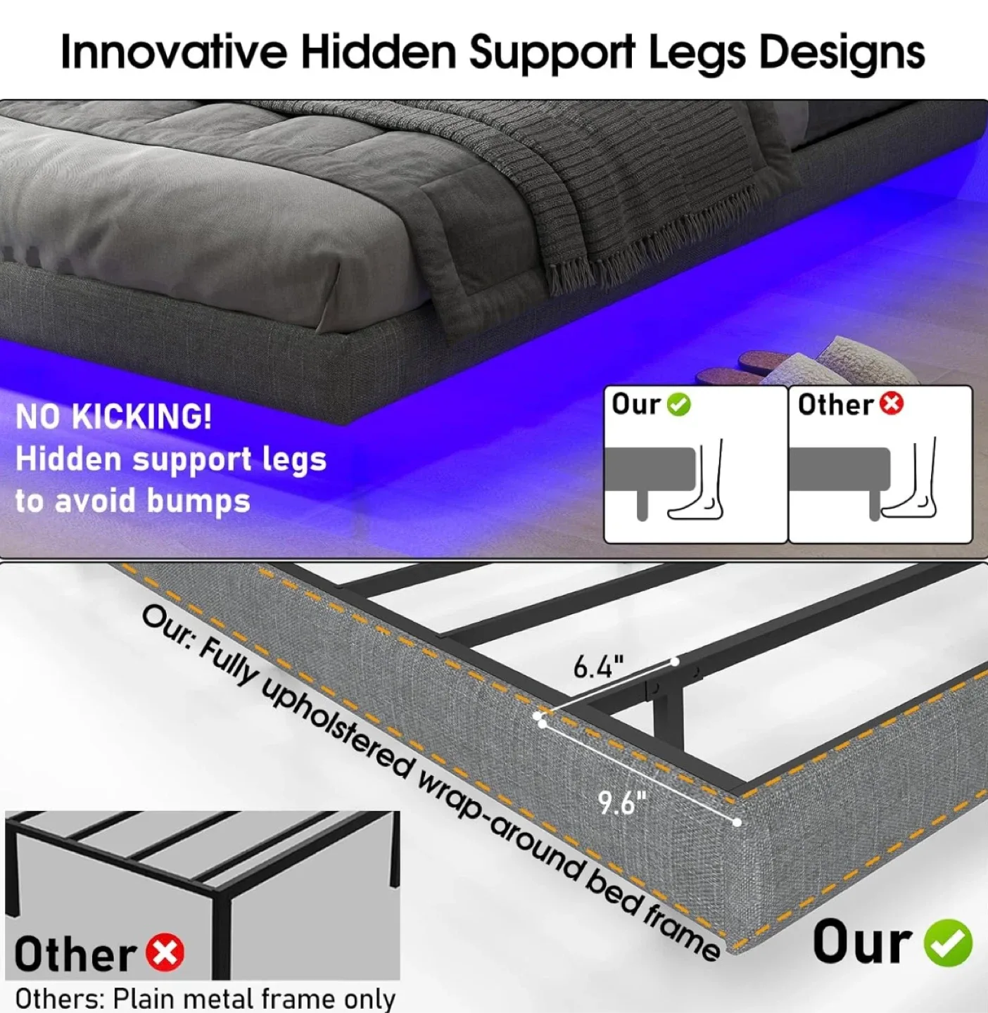 Full Size Smart RGB LED Bed Frame image indicator(3)