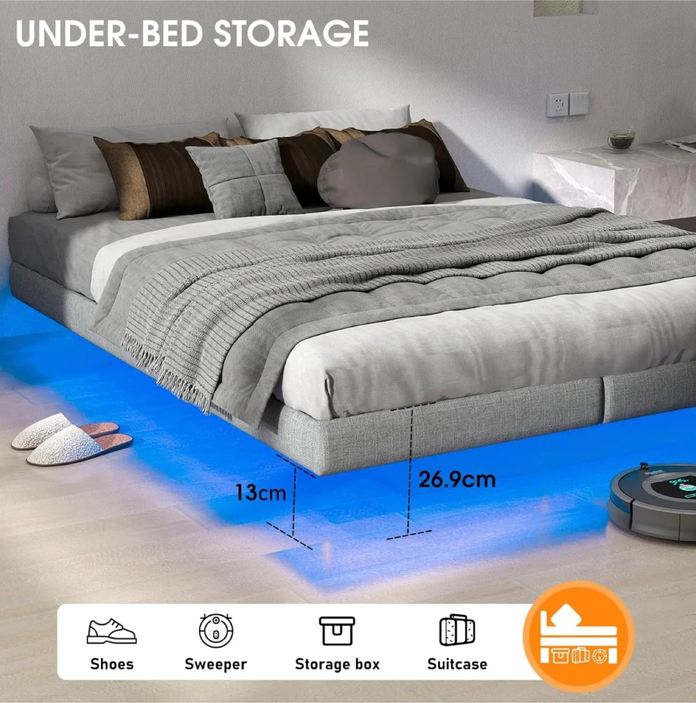 Full Size Smart RGB LED Bed Frame image indicator(7)