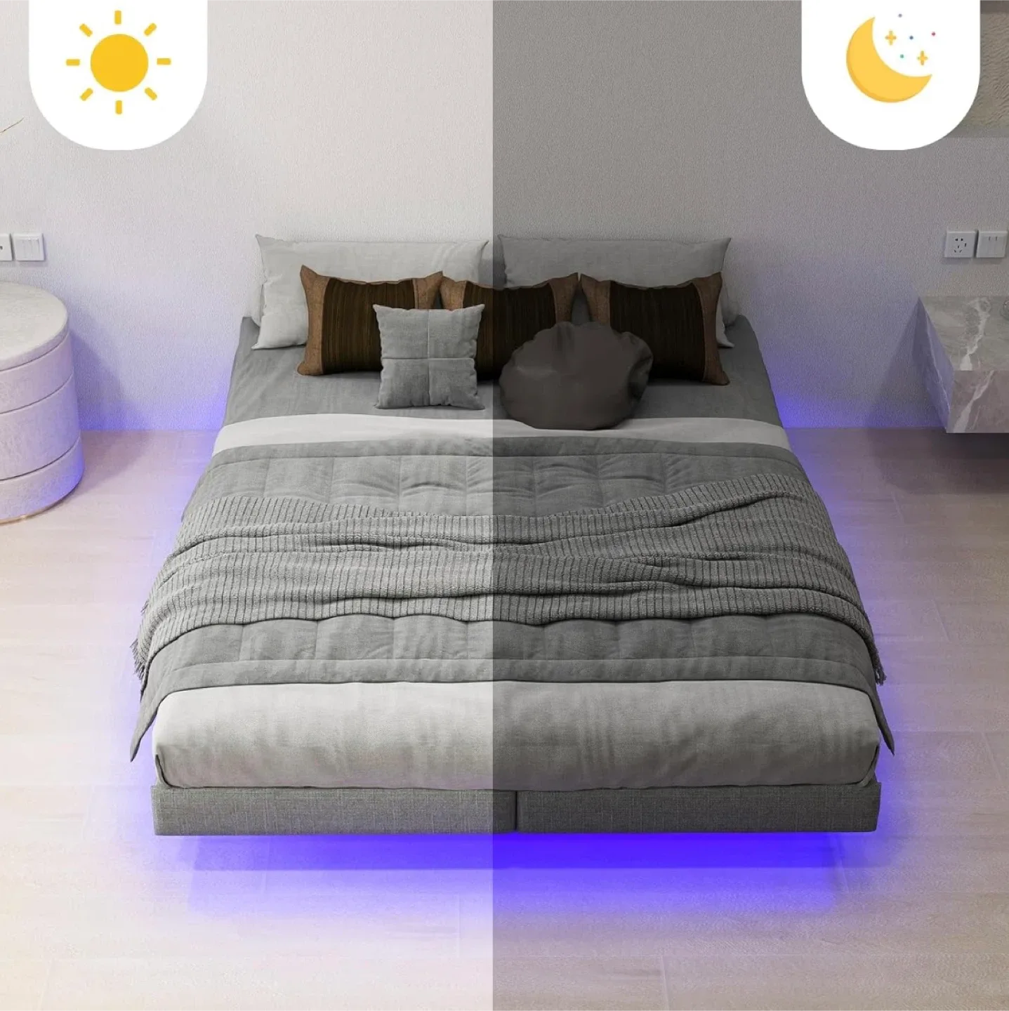 Full Size Smart RGB LED Bed Frame image indicator(9)