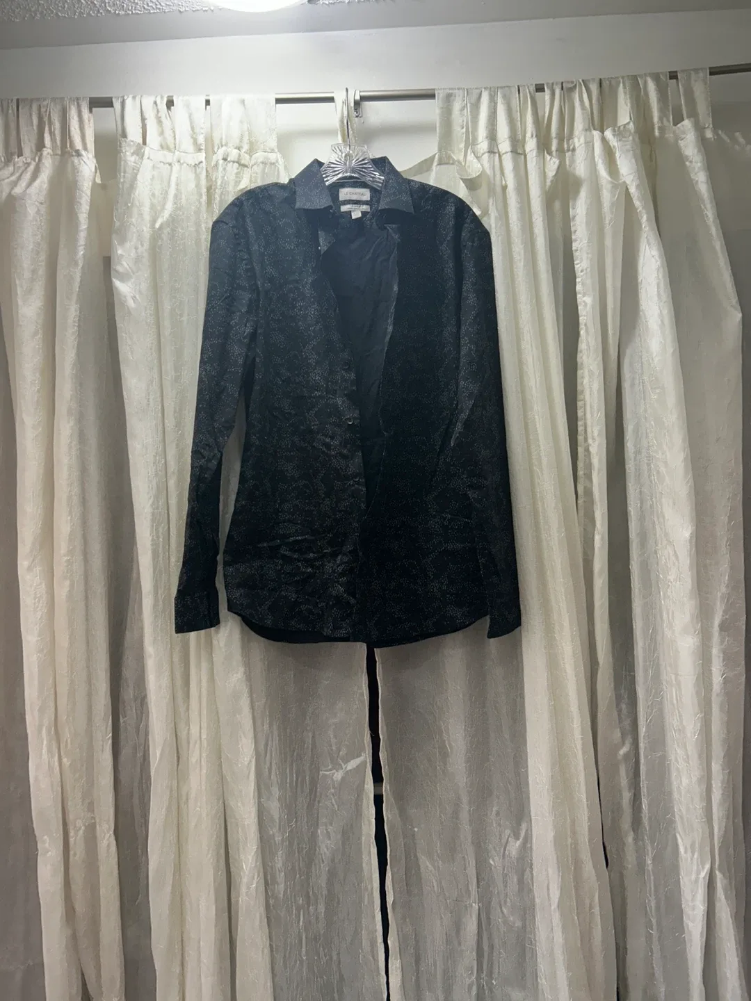 Le Chateau Black Patterned Button-Up Shirt thumbnail