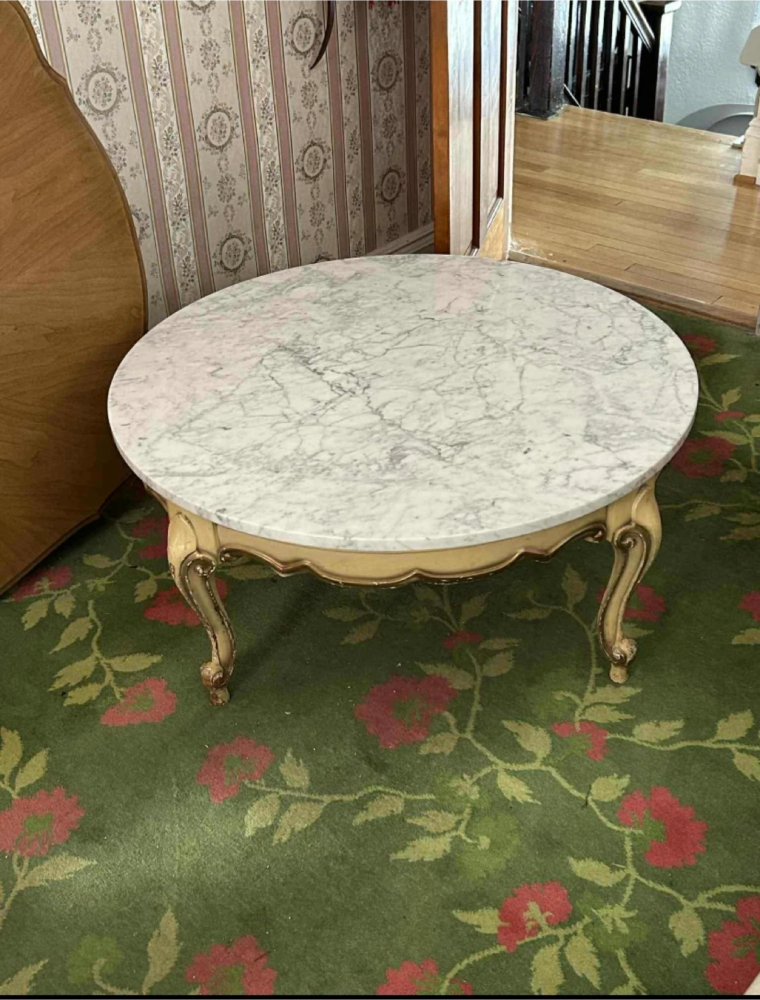 Vintage French Provincial Marble Top Coffee Table