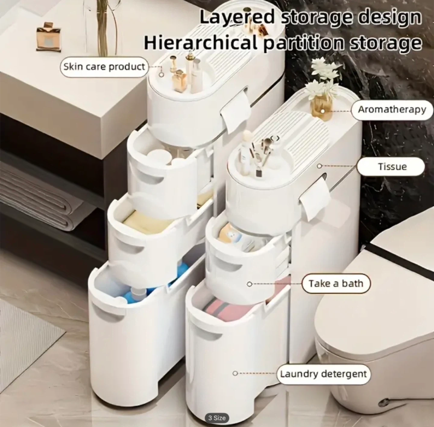 Layered Storage Design Bathroom Cabinet