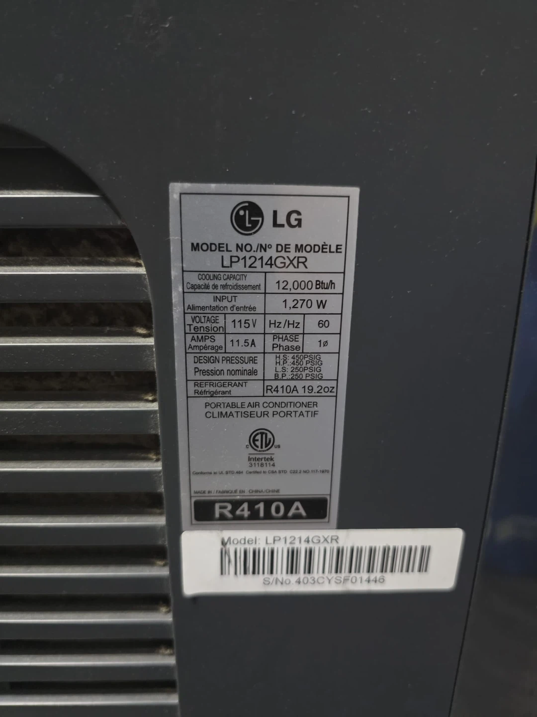 LG Portable Air Conditioner - photo 5
