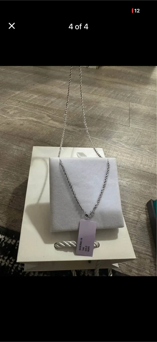 14K Gold Rope Chain Necklace ,earrings image indicator(2)