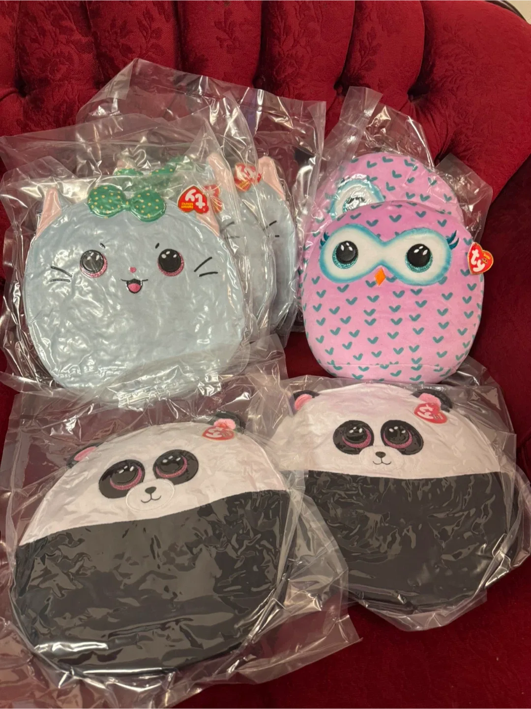New Ty Squish-a-Boos Plush - Cat, Owl, Panda thumbnail