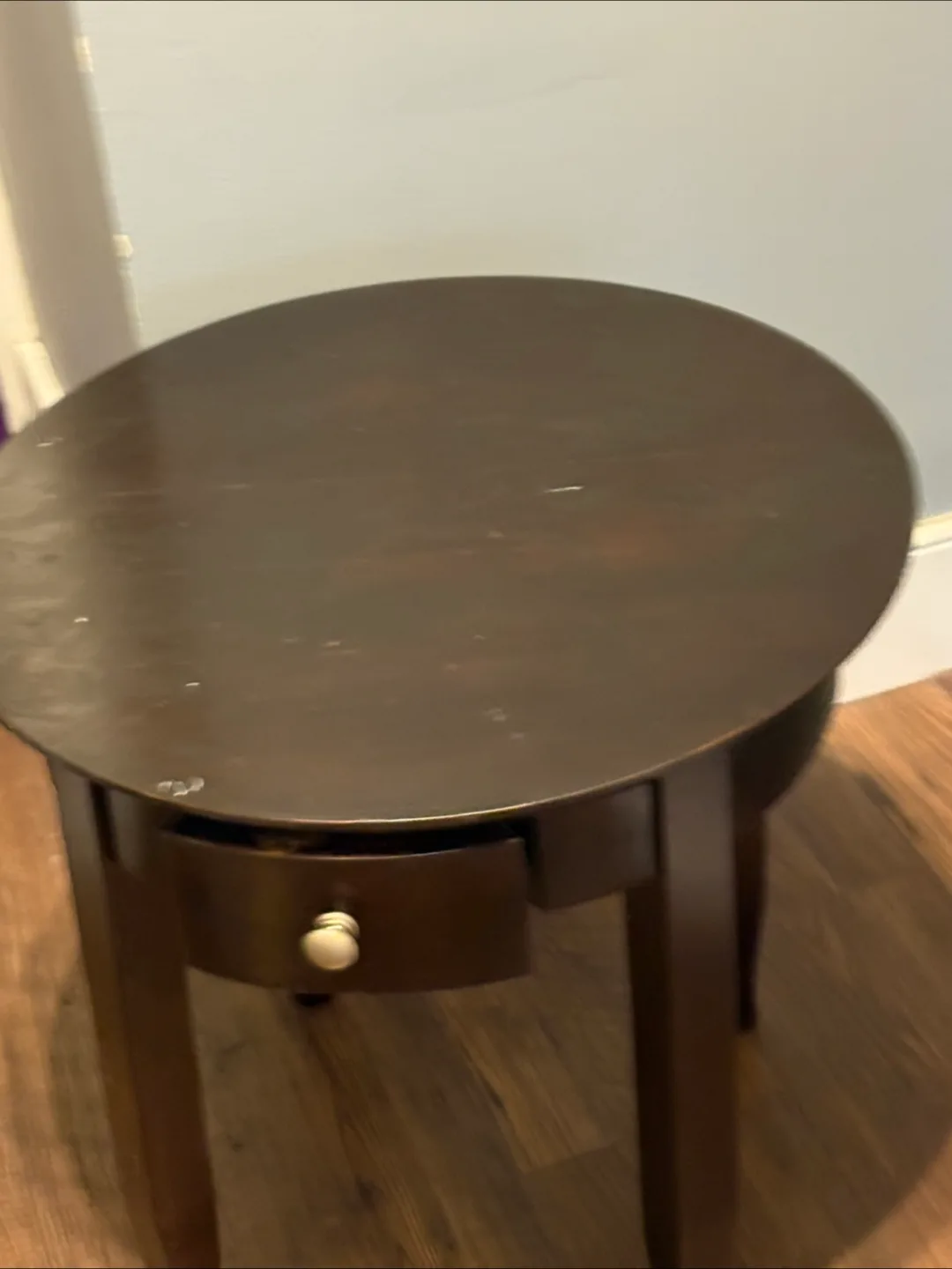 Dark Brown Round Side Table with Drawer image indicator(2)