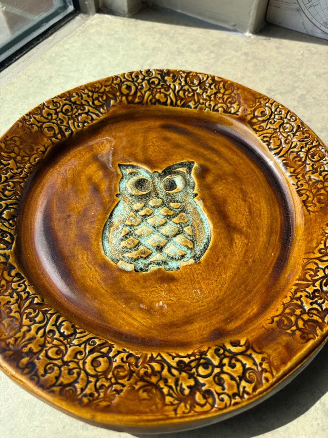 Vintage Tab Boren Decorative Ceramic Owl Plate image indicator(3)