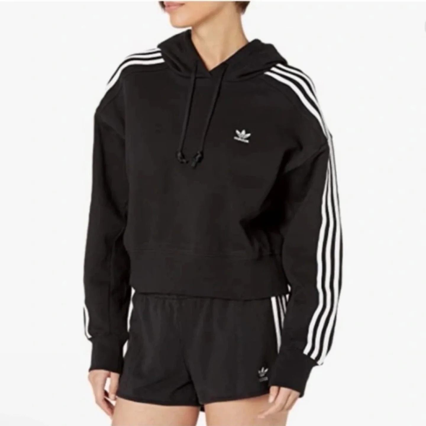 Adidas Black Cropped Hoodie - Size S thumbnail