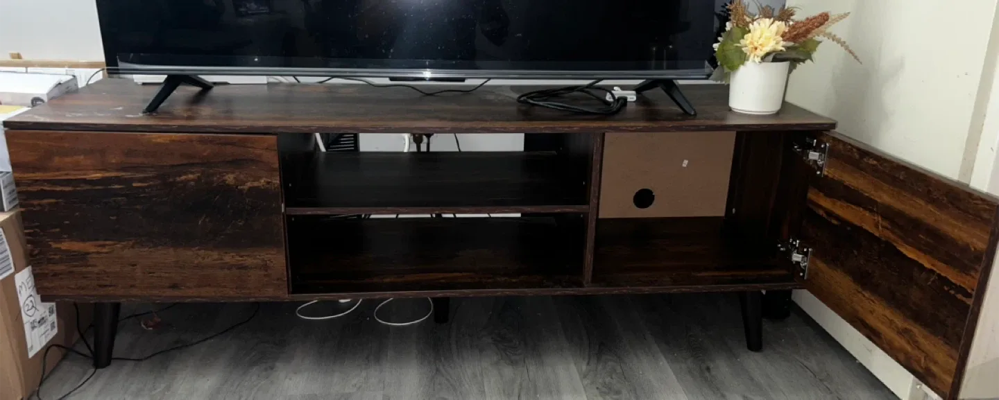 Dark Brown Wood TV Stand thumbnail