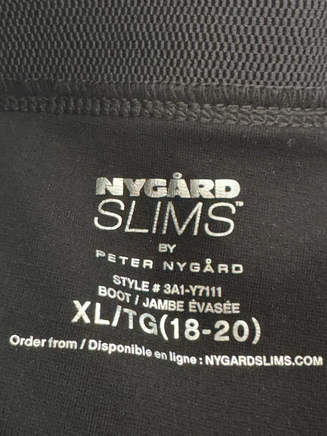 Nygard Slims Black Bootcut Pants - Size XL (18-20)