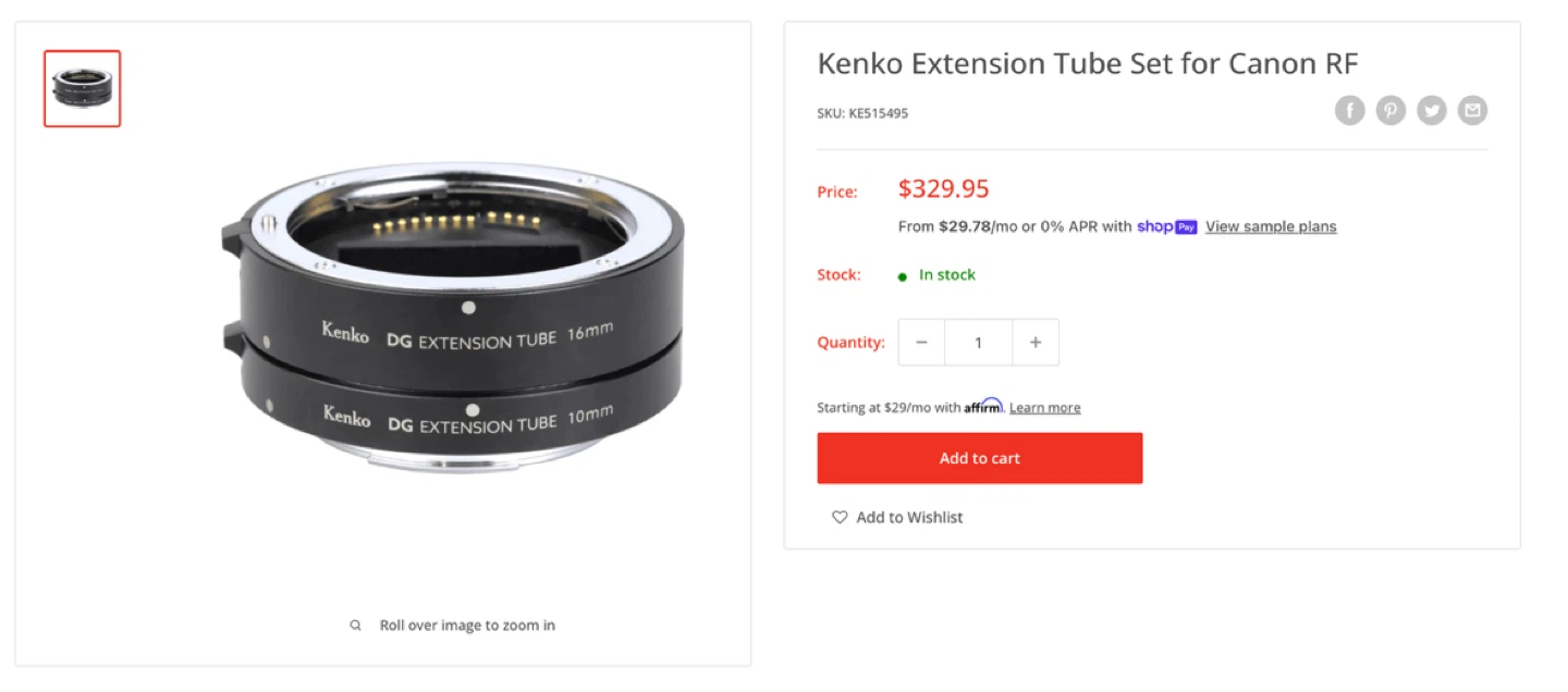 Kenko DG Extension Tube Set for Canon RF - photo 3
