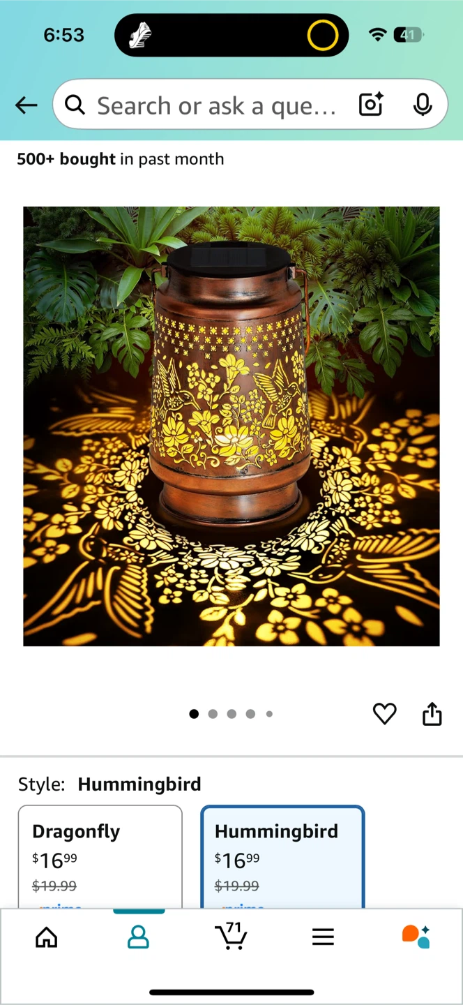 New Hummingbird Solar Lantern Outdoor Decor - photo 2