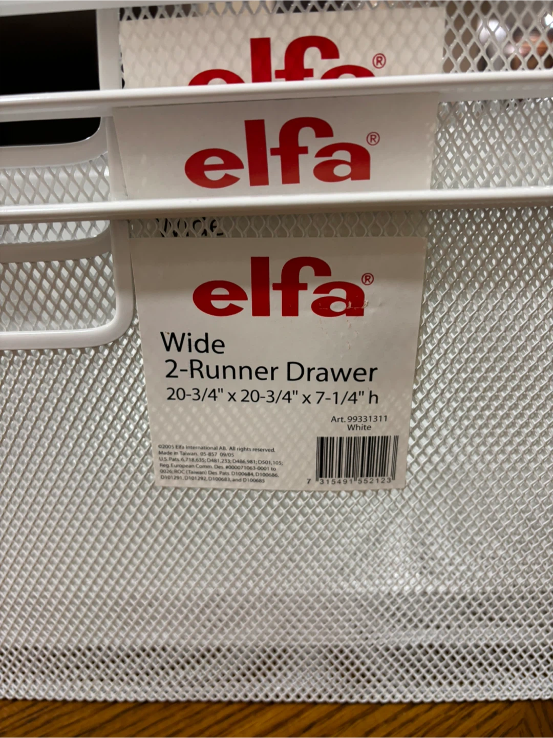 Set of 3 Elfa Wide 2-Runner Drawer 20-3/4" x 20-3/4" x 7-1/4"h