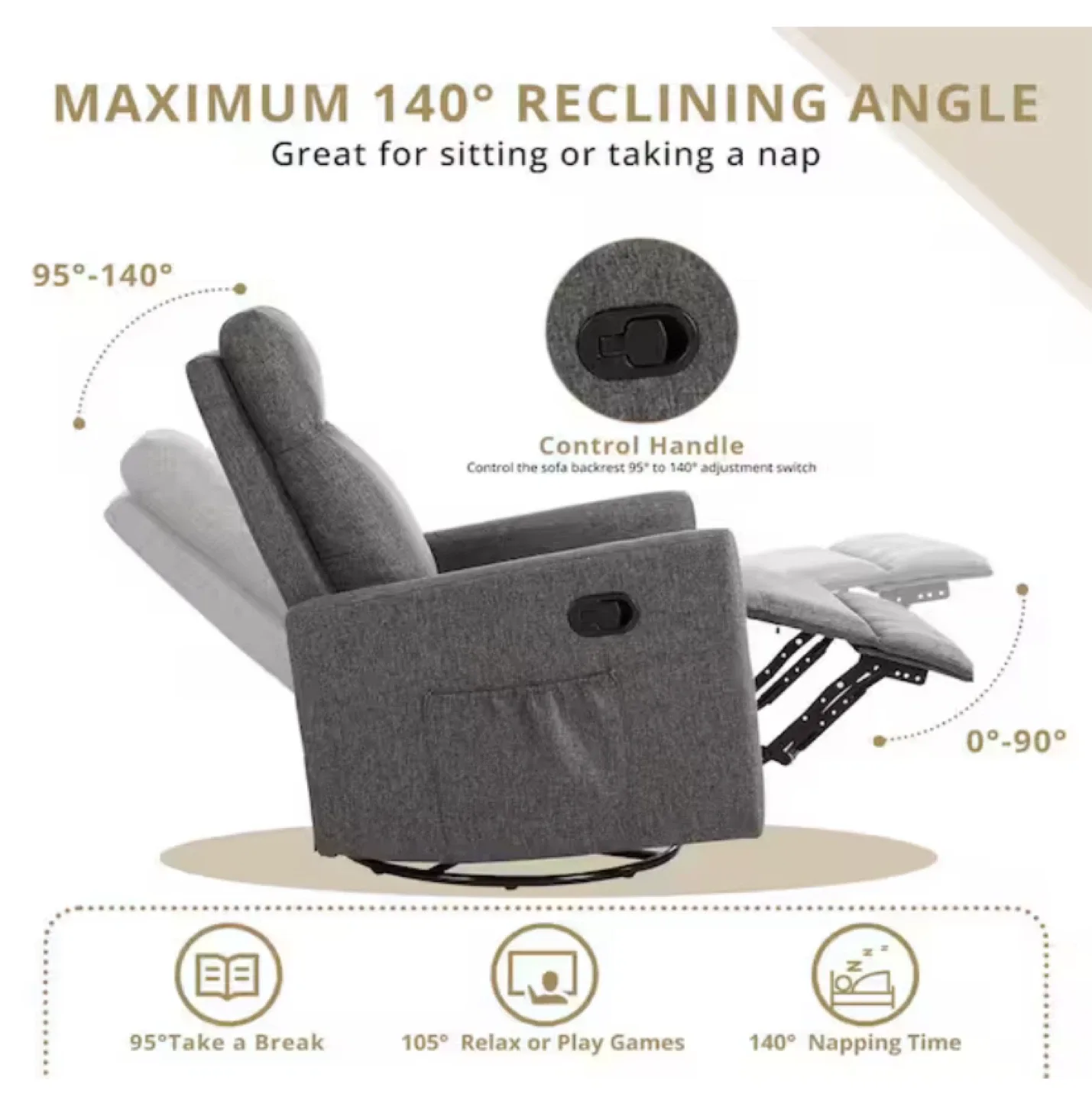 Grey Recliner Chair - Great Condition image indicator(3)