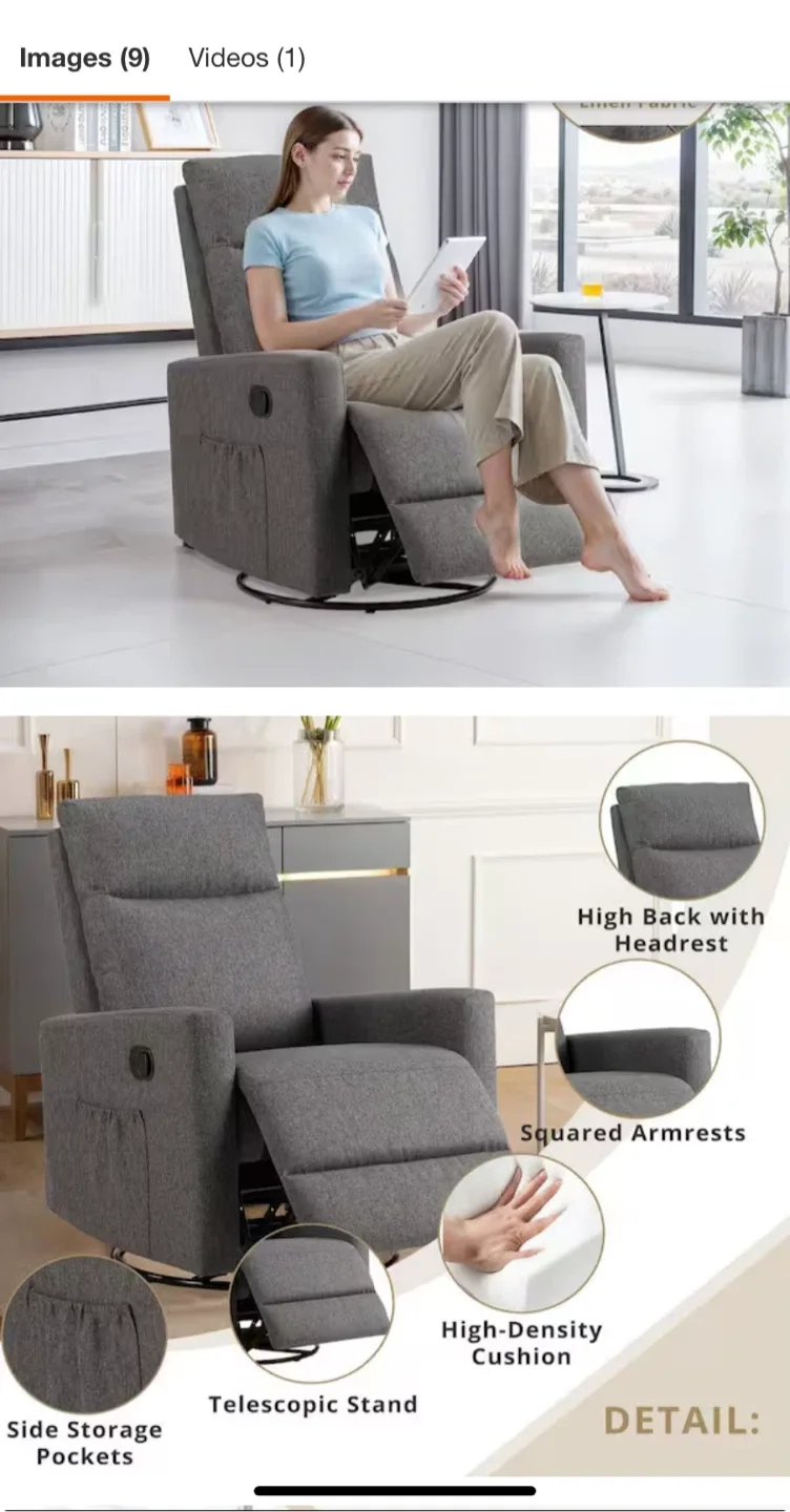 Grey Recliner Chair - Great Condition image indicator(7)