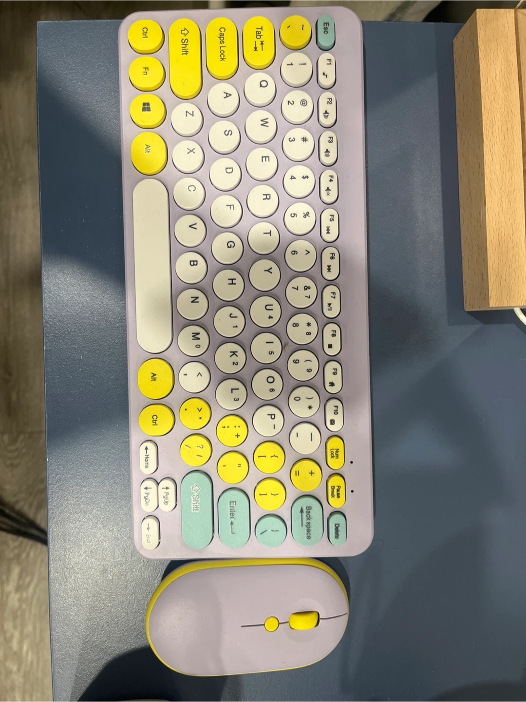 Purple & Yellow Wireless Keyboard and Mouse