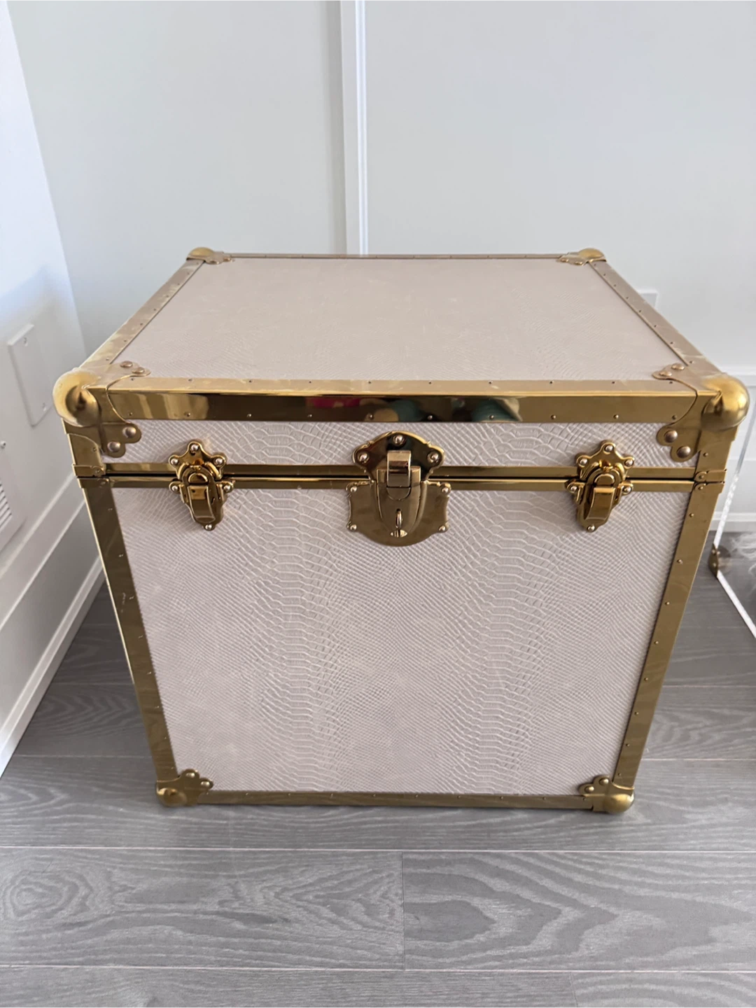 Decorative Storage Trunk - Ivory & Gold
