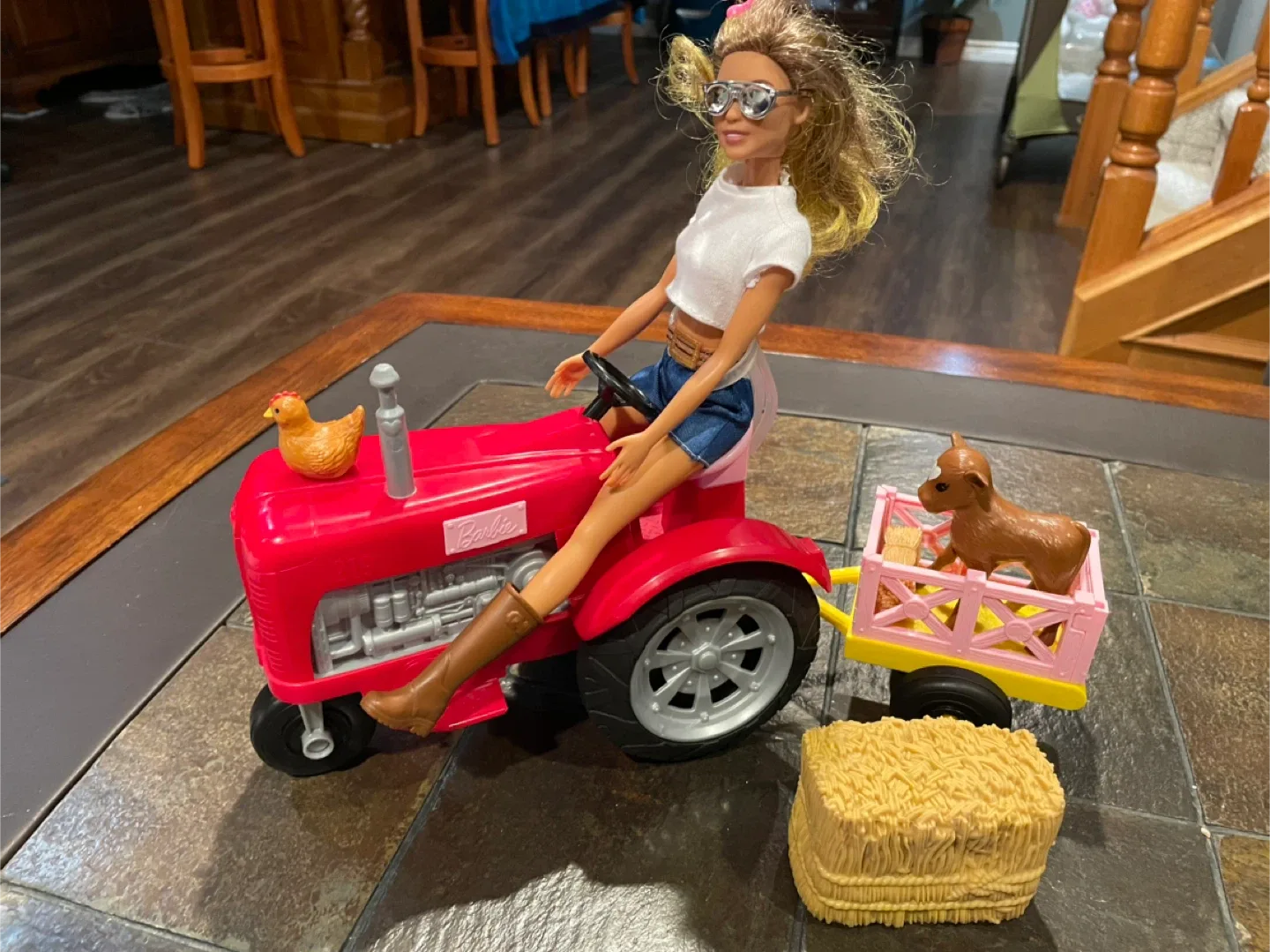 Barbie Tractor with Chicken and Barbie