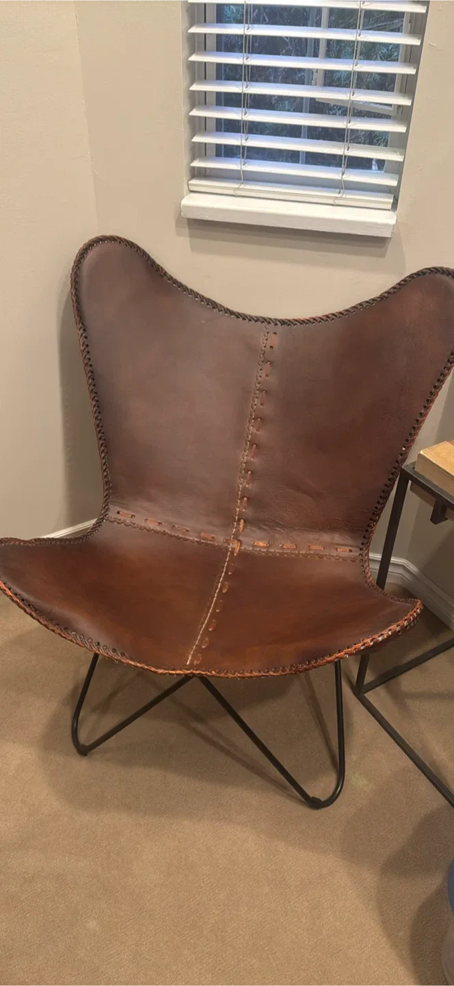 Brown Leather Butterfly Chair thumbnail