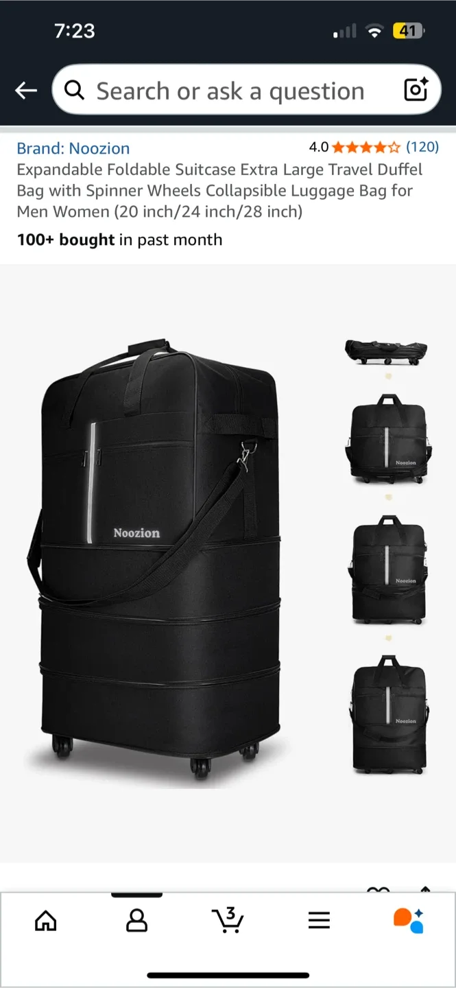 Noozion Expandable Foldable Suitcase - Black image indicator(3)