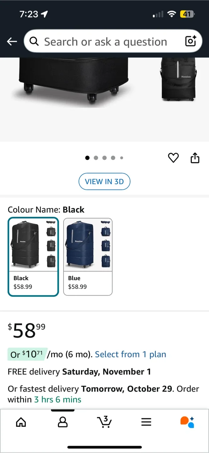 Noozion Expandable Foldable Suitcase - Black image indicator(4)