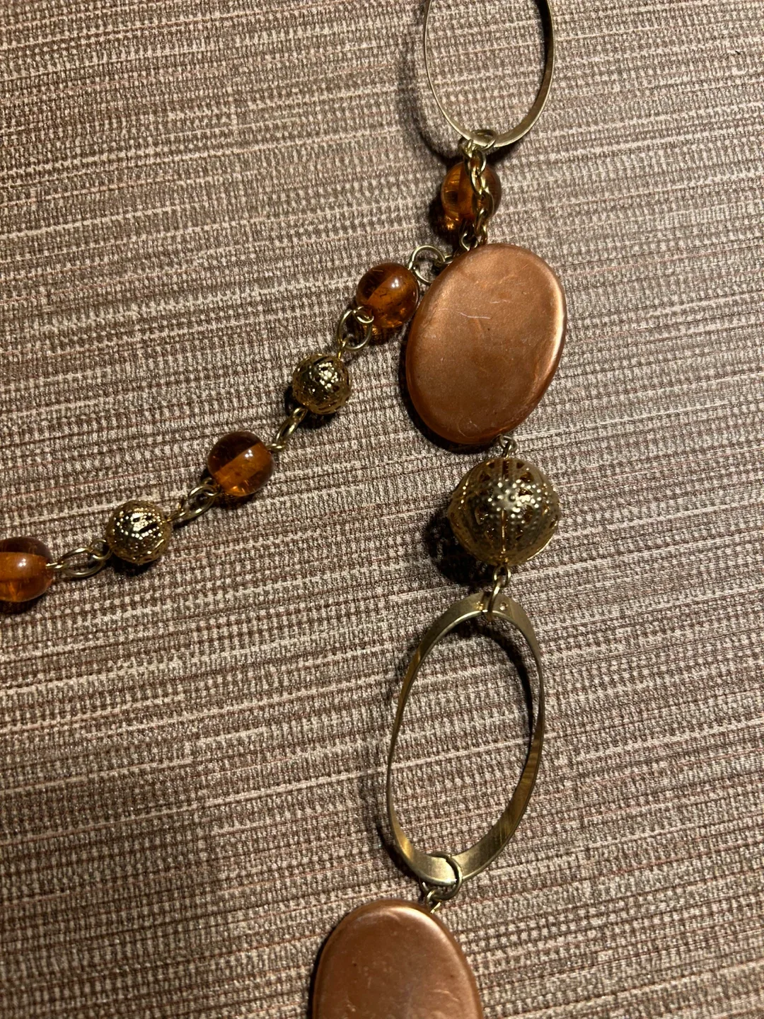 Warm Bronze, Gold, & Amber Toned Beaded Statement Necklace image indicator(2)