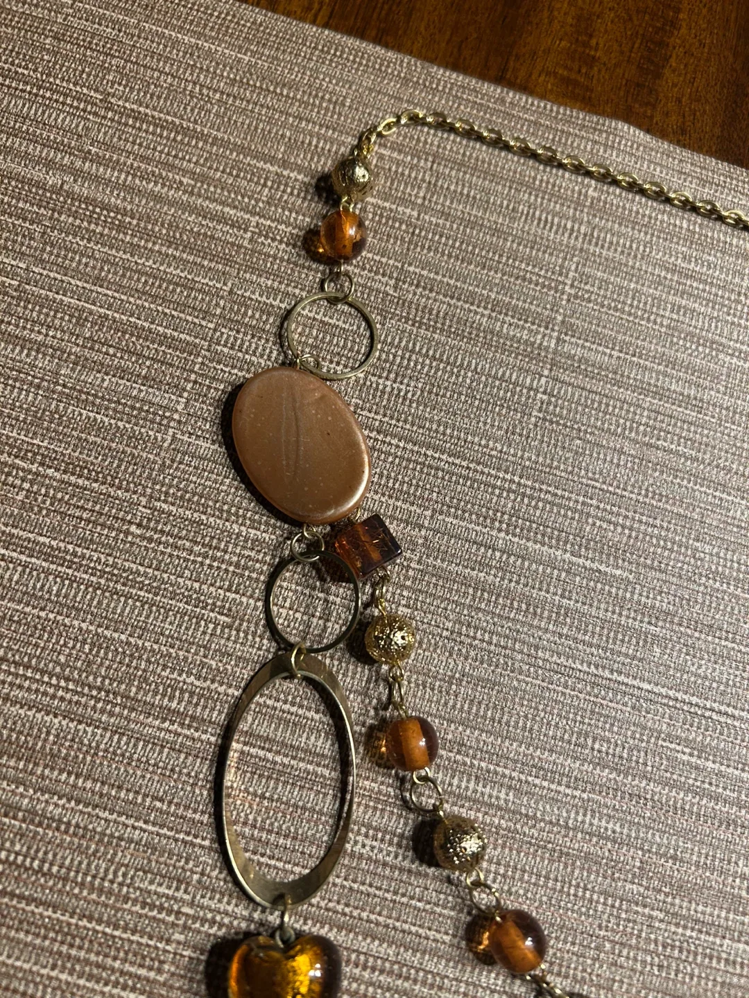 Warm Bronze, Gold, & Amber Toned Beaded Statement Necklace image indicator(3)