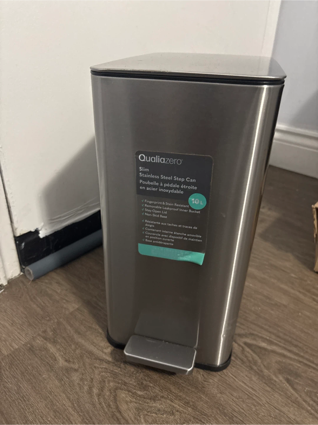 Slightly used Qualiazero Slim Stainless Steel Step Can - 10L